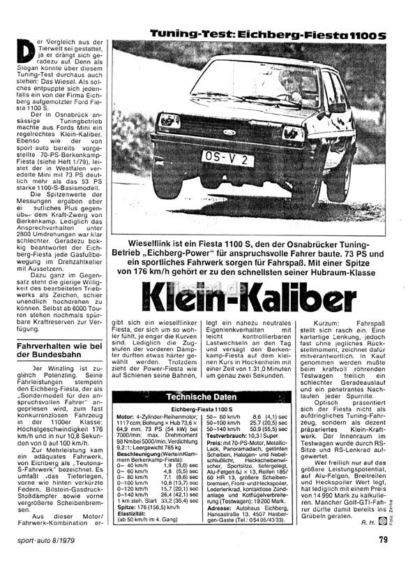 [Image: "Klein-Kaliber. Tuning-Test: Eichberg-Fiesta 1100S."]