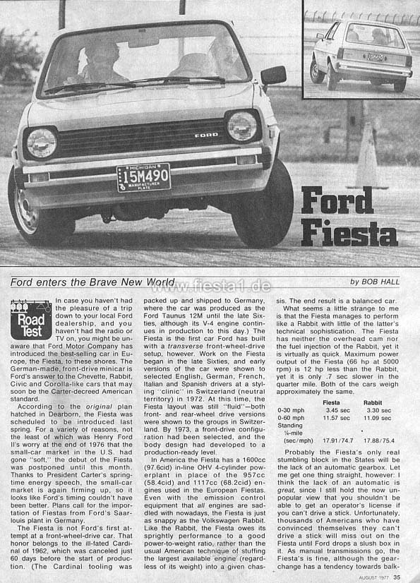 [Image: "Ford Fiesta. Ford enters the Brave New World."]