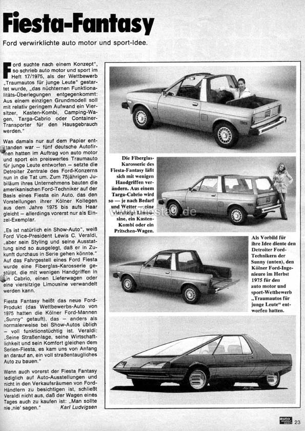 [Image: "Fiesta-Fantasy. Ford verwirklichte auto motor und sport-Idee."]