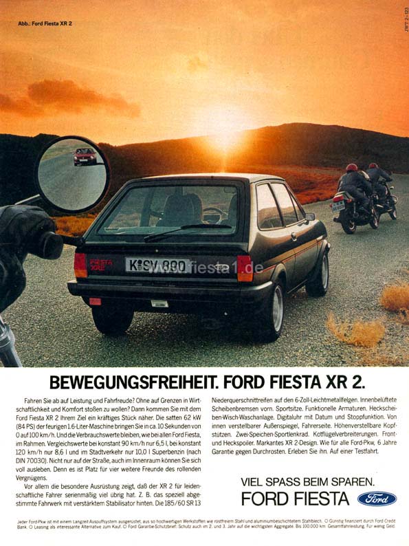 [Image: "Bewegungsfreiheit. Ford Fiesta XR 2."]
